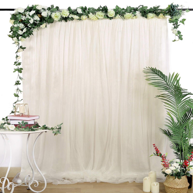 B.Cool Tulle Backdrop Curtains Ivory Sheer Backdrop 5ftx7ft Tulle Background Curtain Spring Drapes Curtains Wedding Backdrop - Image 3